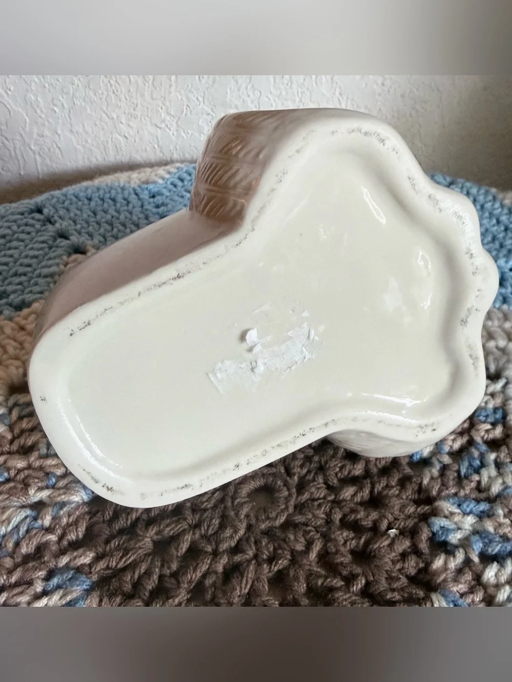 Vintage Ceramic Cherub Angel Holding a Bird Planter